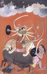 Durga kämpft mit Mahisasura